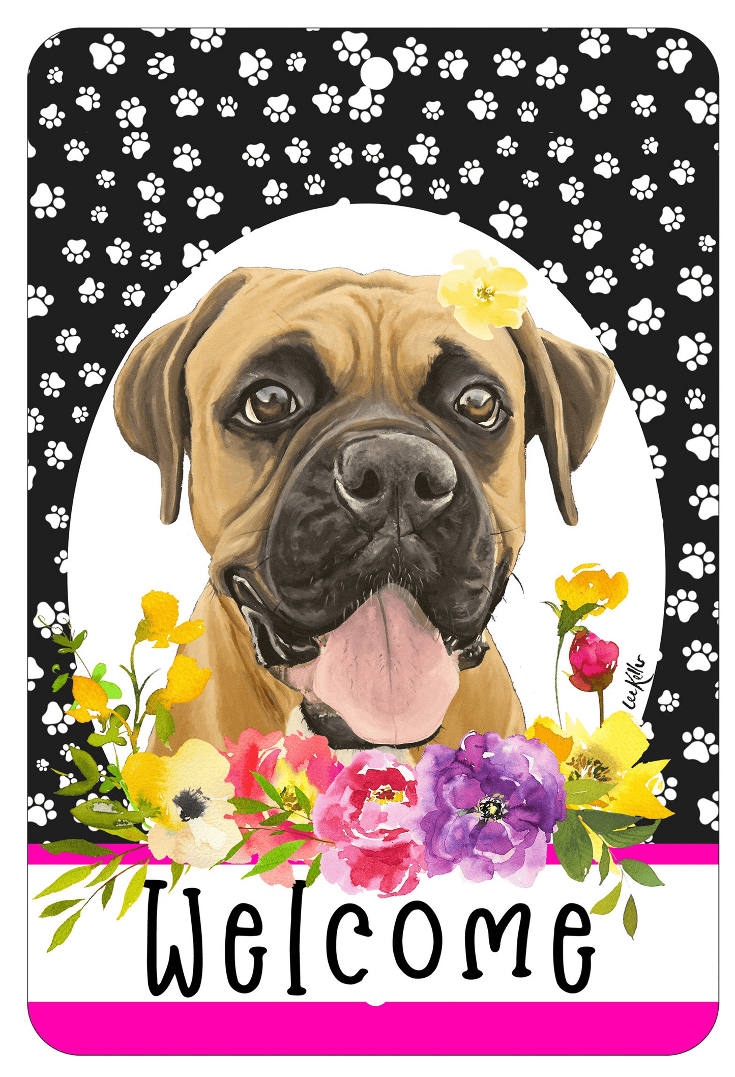 Hhs Paw Prints Welcome Dog Lovers Indoor/Outdoor Aluminum Sign