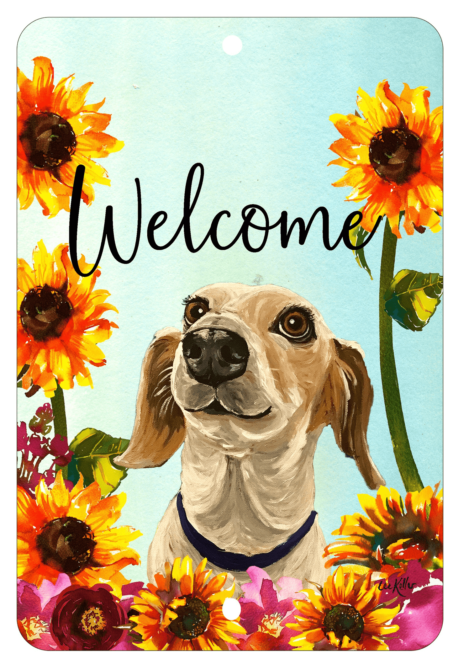 Dachshund Piebald Indoor/Outdoor Aluminium Sign