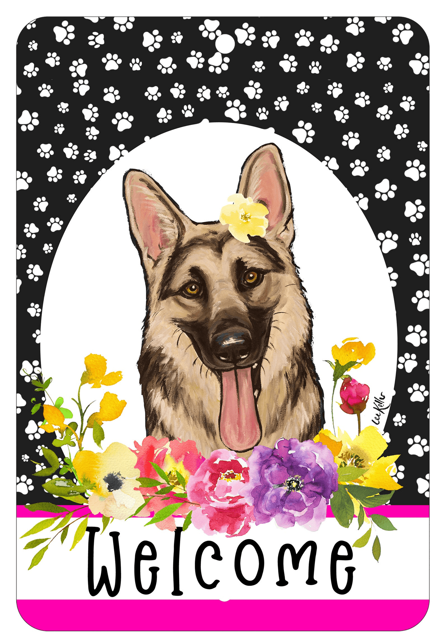 German Shepherd Welcome Indoor/Outdoor Aluminium Sign