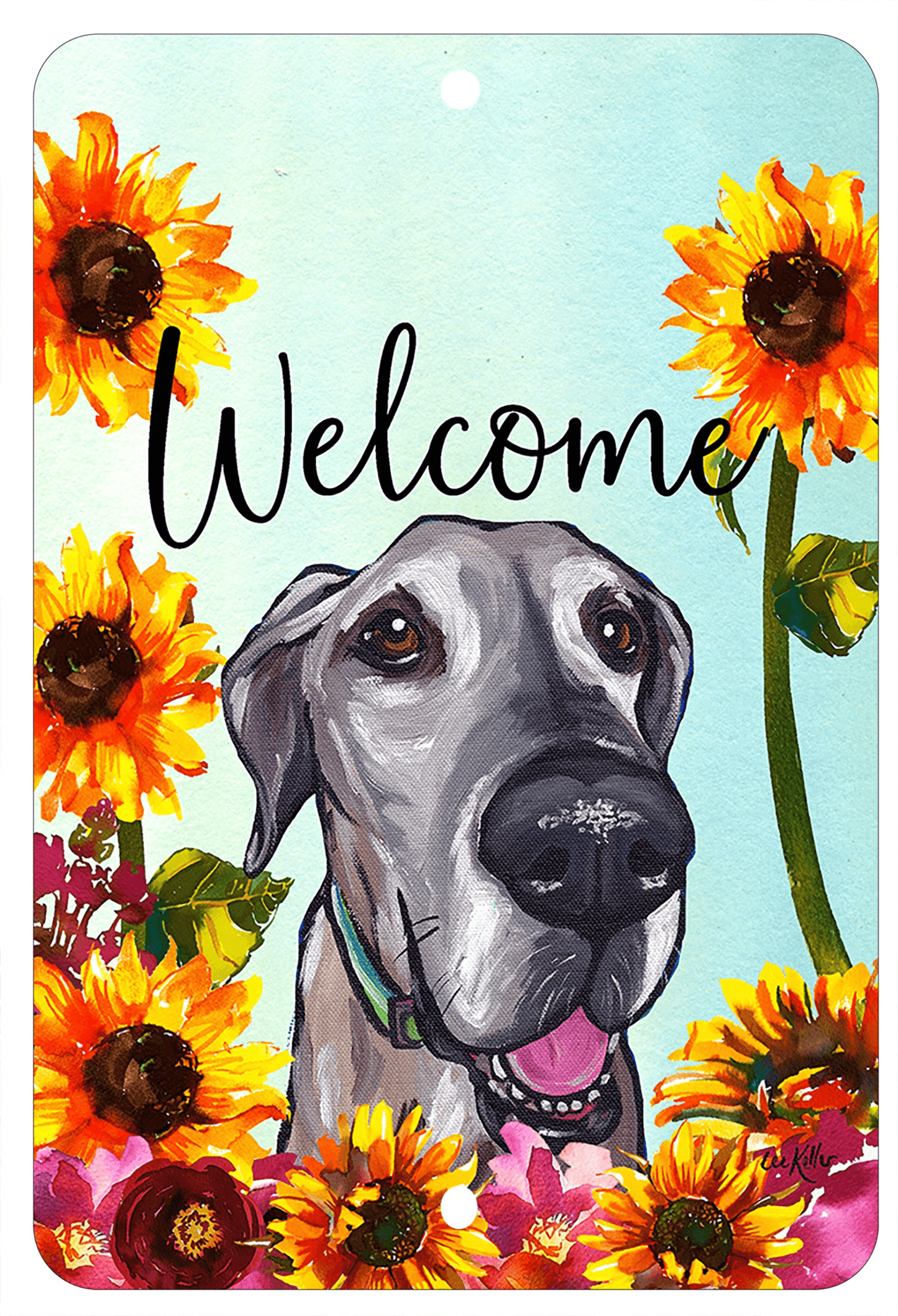 Great Dane Welcome Indoor/Outdoor Aluminum Sign - 8" X 12"