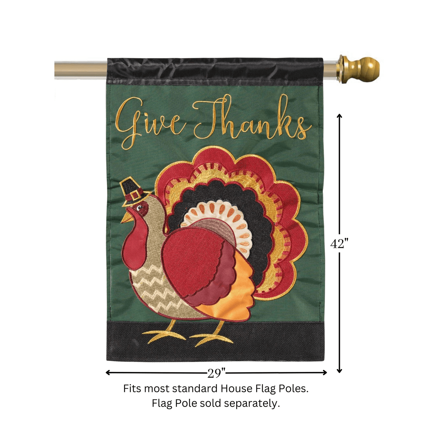 Thanksgiving Double Applique Flag - 29X42 Inches
