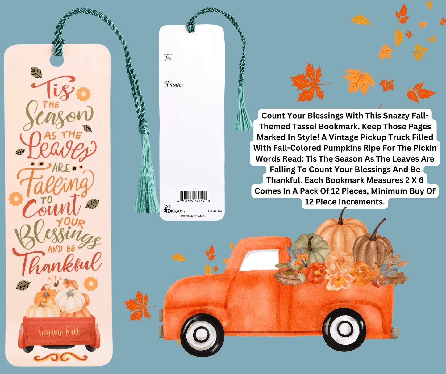 Count Your Blessings Fall-Themed Tassel Bookmark