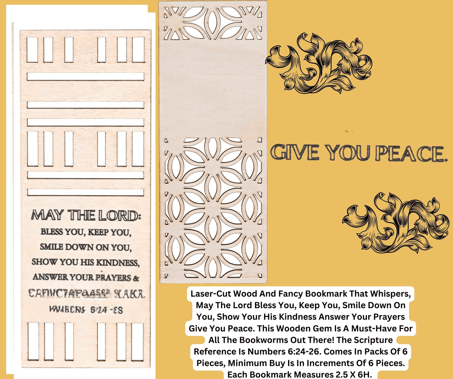 Laser-Cut Mdf Peace Bookmark Set - Scripture Inspired