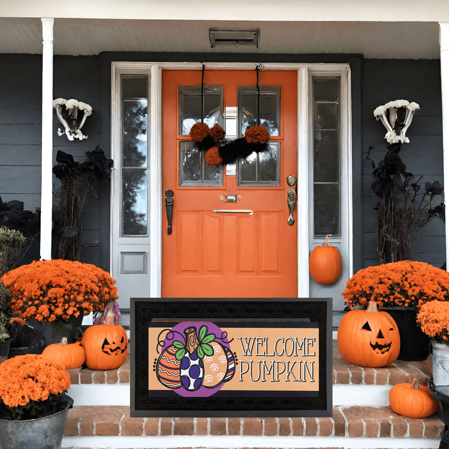 Doormat Insert Welcome Circle Pumpkin
