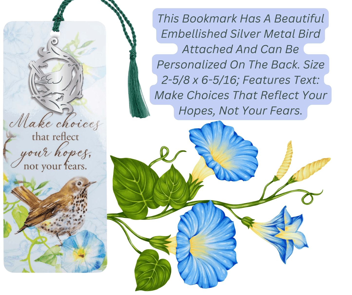 Embellished Silver Bird Bookmark With Personalisation