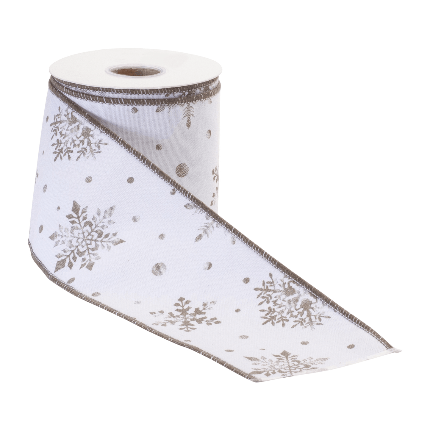 Wired Cotton Snowflake Ribbon - 4" X 10 Yards
