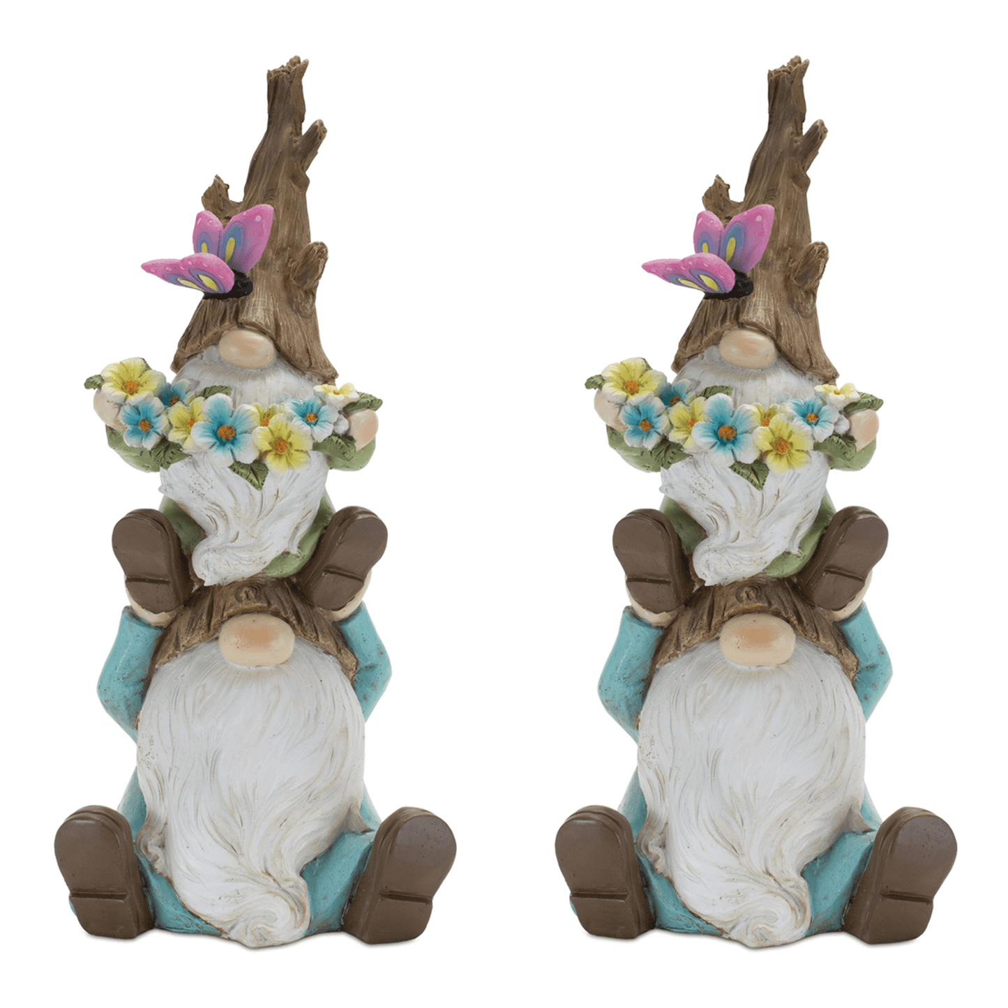 Whimsical Tree Trunk Gnome Stack Figurines
