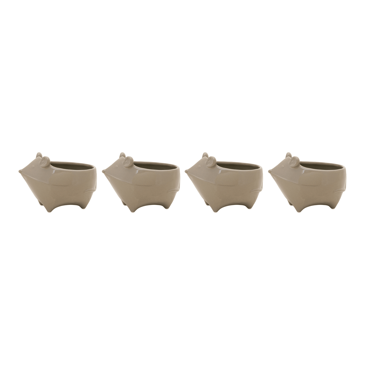 Ceramic Mouse Planter Set In Elegant Grey Tones