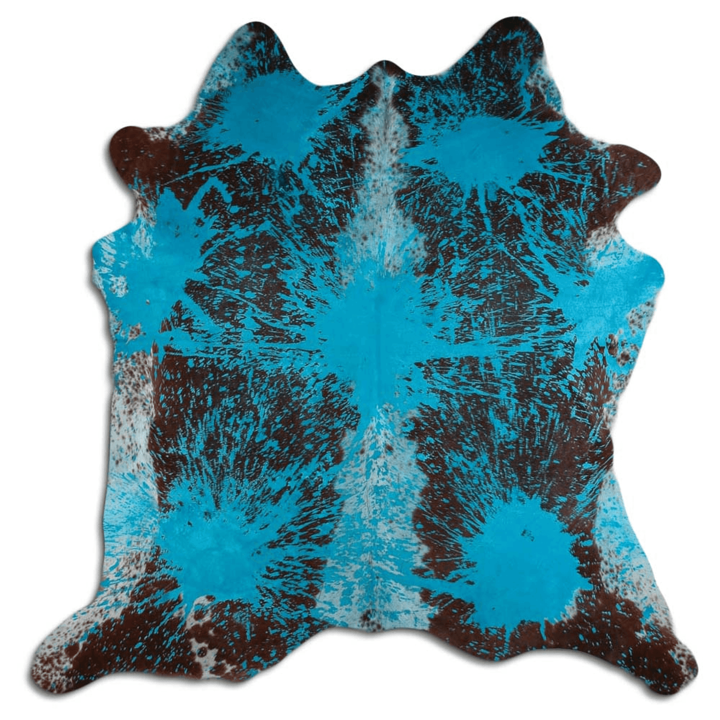 Distressed Acqua Blue Acid Washed Cowhide Area Rug