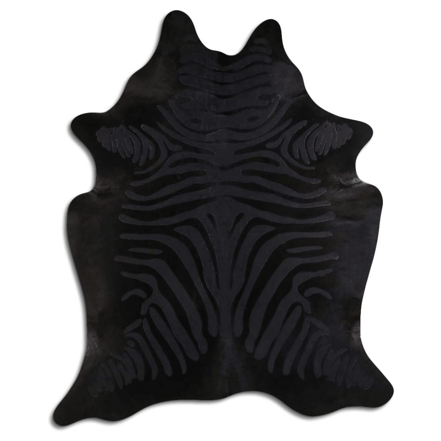 Zebra Black On Black Acid Washed Cowhide Rug - 32-45 Square Feet