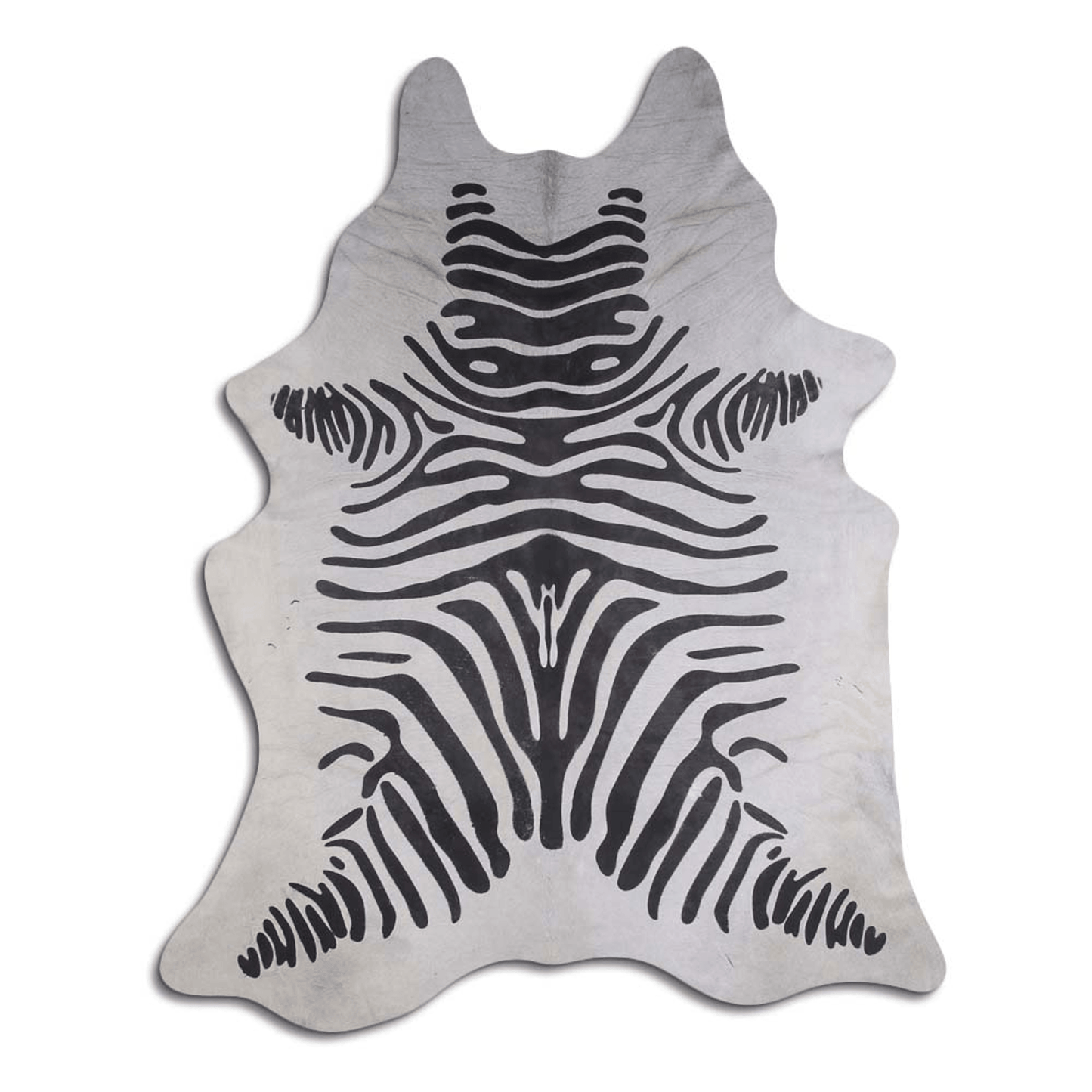 Acid Washed Distressed Zebra Black On White Cowhide Area Rug
