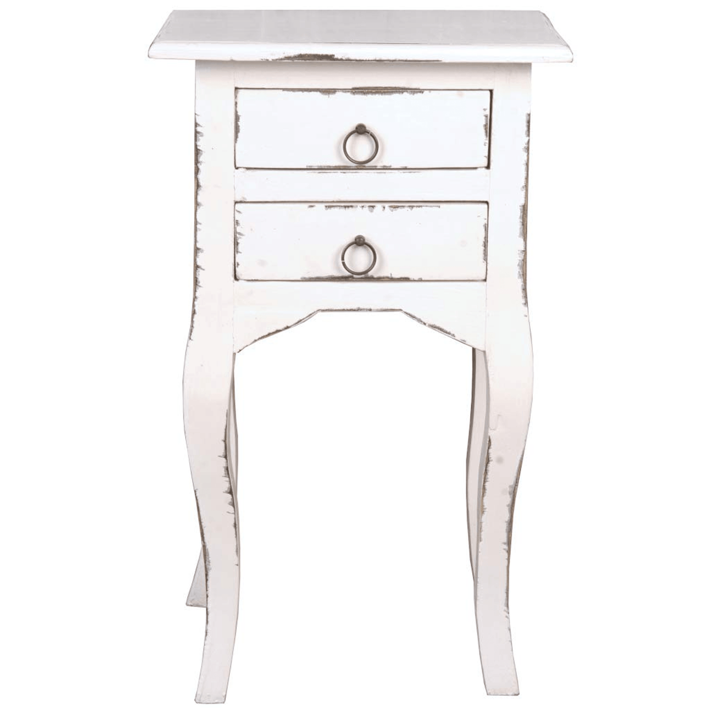 Distressed White Solid Wood Cottage Side End Table