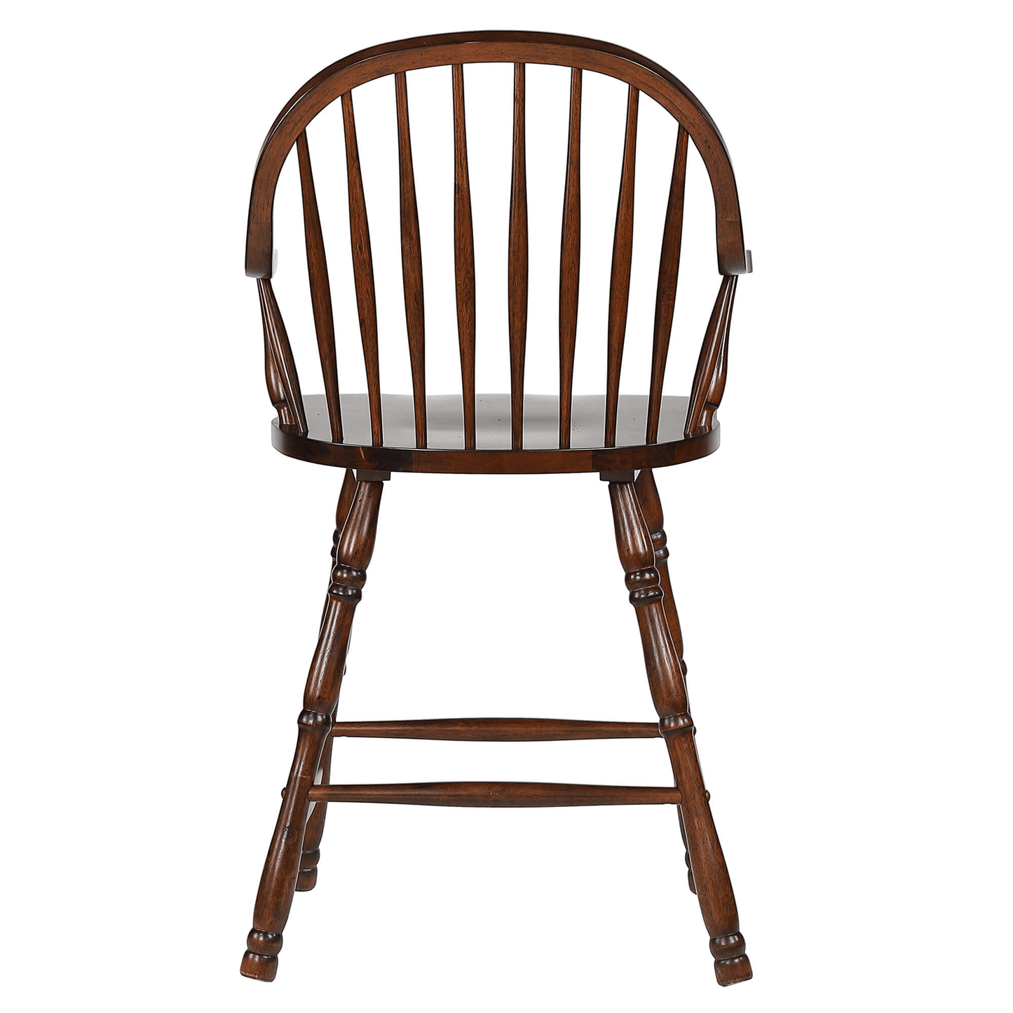Andrews 24" Windsor Barstool With Arms In Distressed Chestnut Brown - Set Of 2