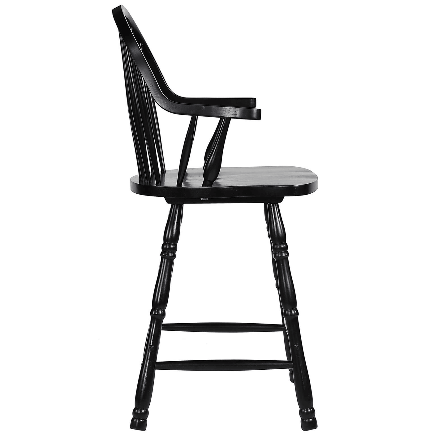 Sunset Trading Black Cherry 24" Windsor Barstool With Arms - Antique Black, Set Of 2