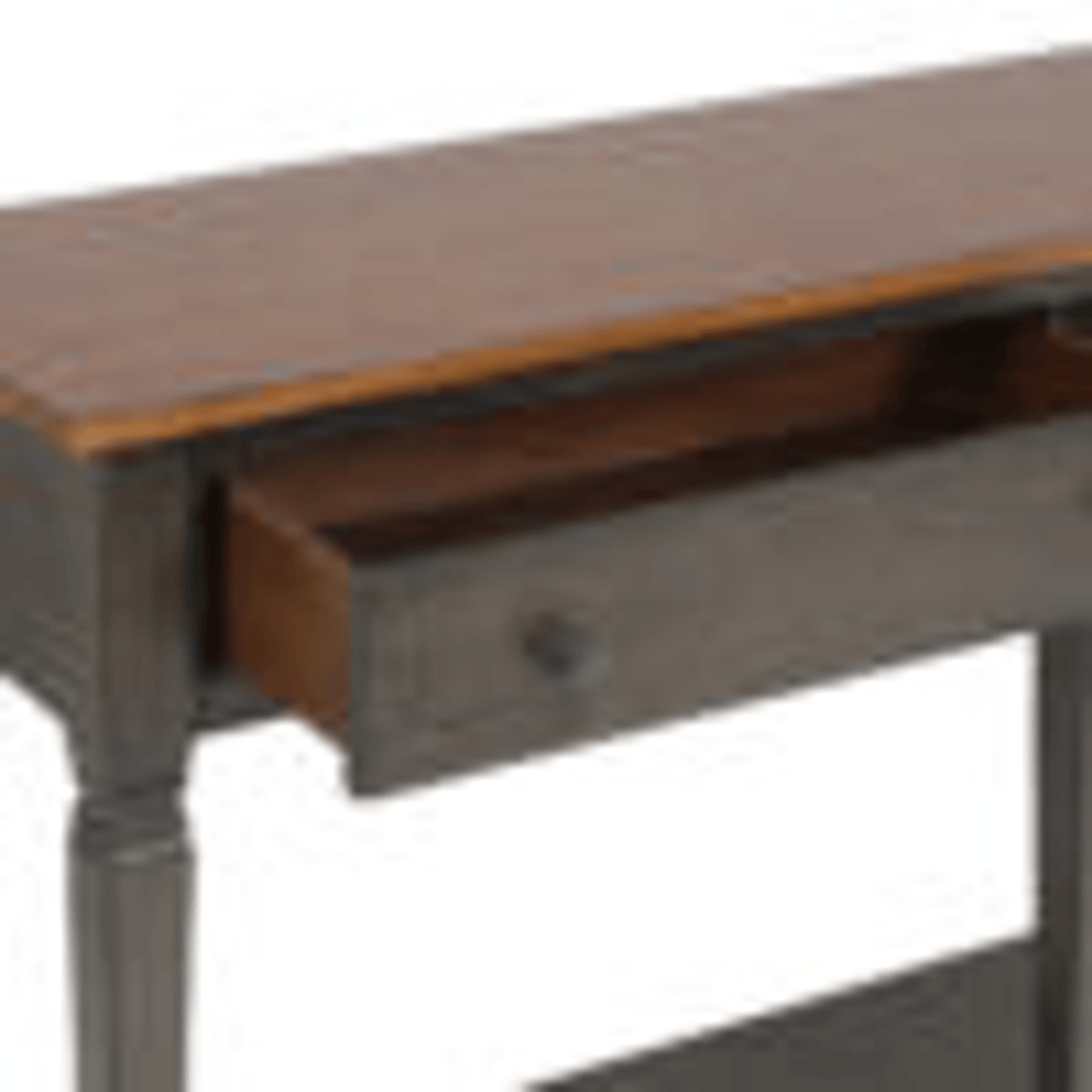 Dakota Console Table With Drawers And Storage Shelf In Distressed Brown And Ash Gray
