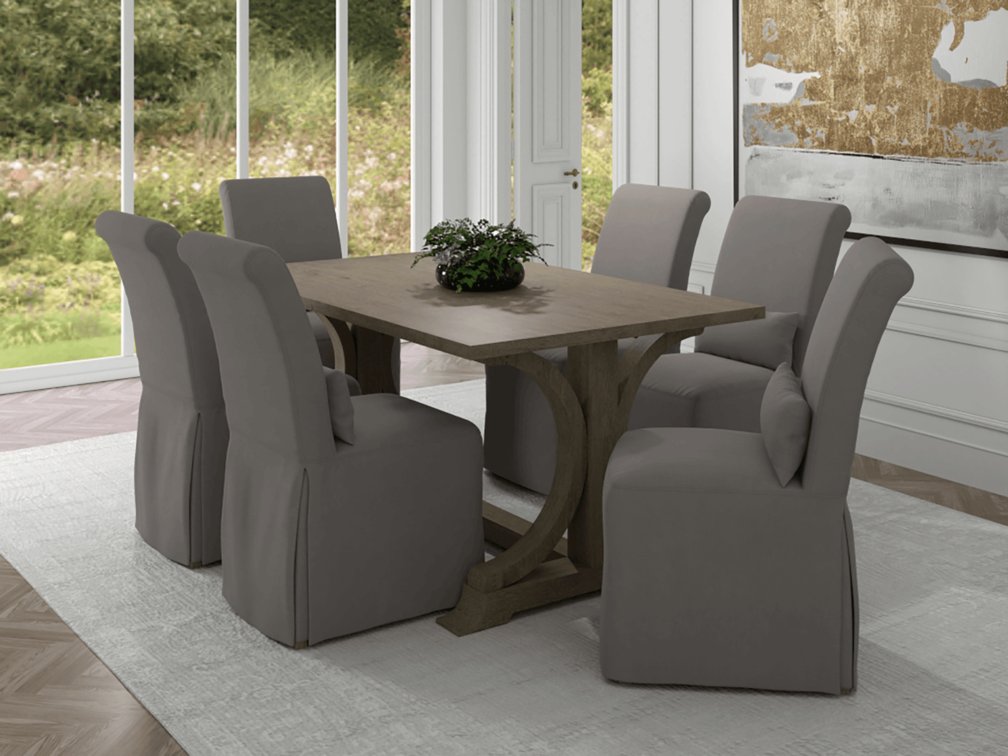 Sunset Trading Newport Slipcovered Dining Chair - Gray Performance Fabric