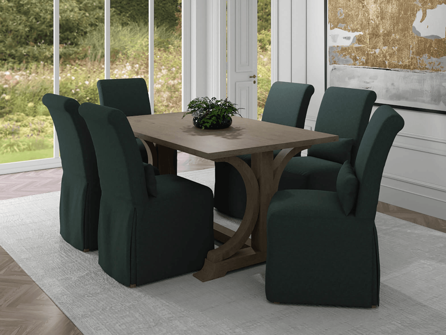 Newport Slipcovered Dining Chair In Dark Gray - Water-Resistant Performance Fabric