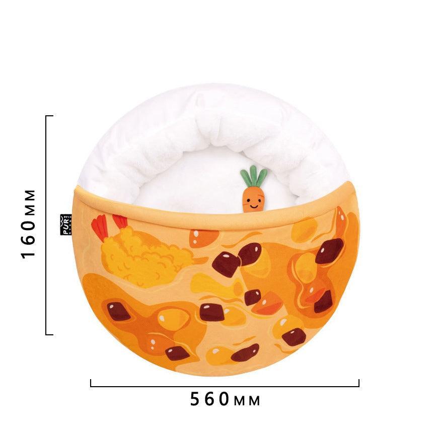 Cozy Curry Nest: The Ultimate Cat Quilt Sleeping Mat - Dog Hugs Cat