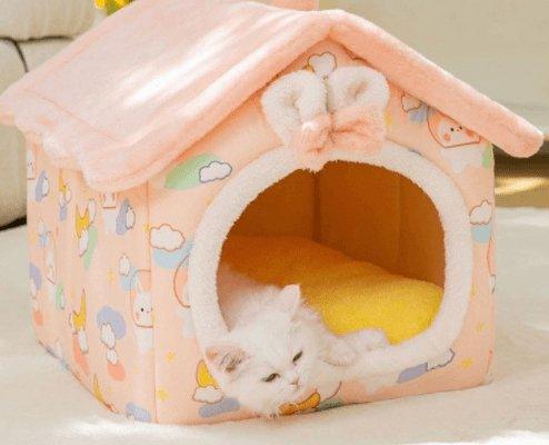 Cozyfold Pet House: Foldable Winter Bed & Enclosed Cave For Dogs And Cats - Dog Hugs Cat