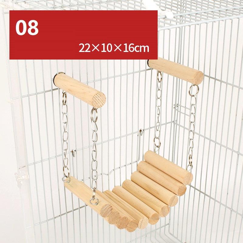 Hamster Natural Wooden Fence Landscaping Platform Swing Toy - Dog Hugs Cat