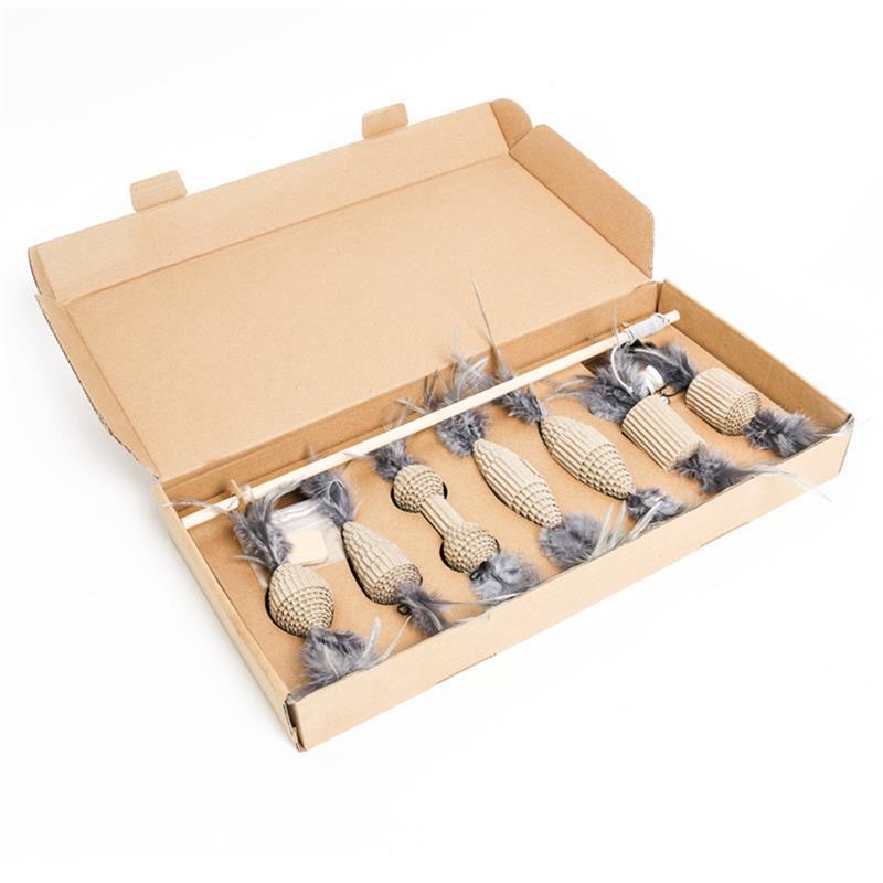 Pet Supplies Toys Seven-Piece Corrugated Feather Funny Cat Stick - Dog Hugs Cat