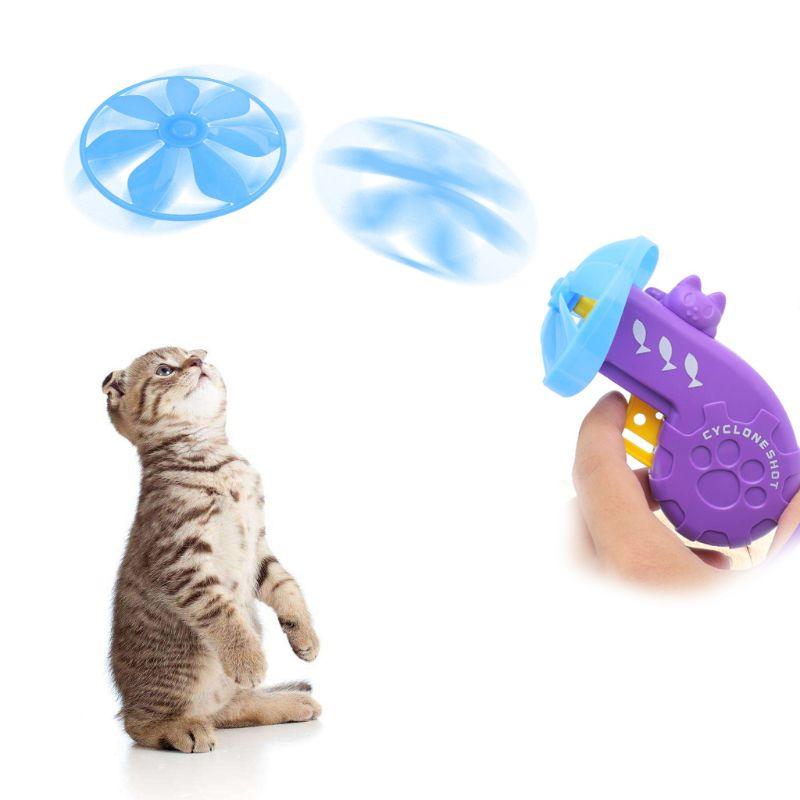 Cat Fetch Tracks Toy Flying Propellers Disc Saucers Interactive Dog Pet Chaser Toys Cat Training Supplies - Dog Hugs Cat