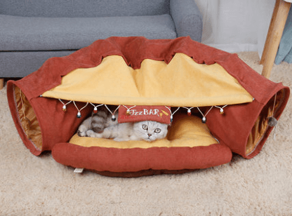 Pet Cats Tunnel Interactive Play Toy Mobile Collapsible Ferrets Rabbit Bed Tunnels Indoor Toys Kitten Exercising Products - Dog Hugs Cat