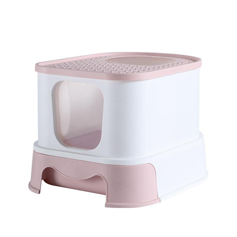 Litter Basin Cat Toilet Closed Drawing Type Splash Prevention - Dog Hugs Cat