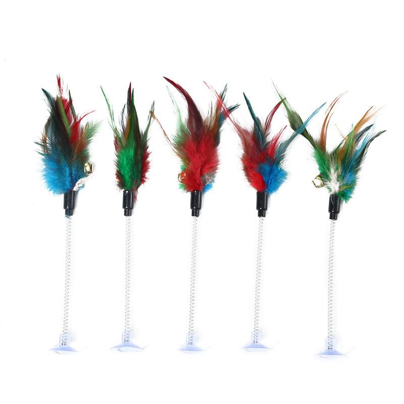 Random Colour Plastic Cat Toys Feather Funny Cat Mice Shape 20 X 10Cm False Mouse Pet Products Bottom Sucker Elastic 1Pc - Dog Hugs Cat