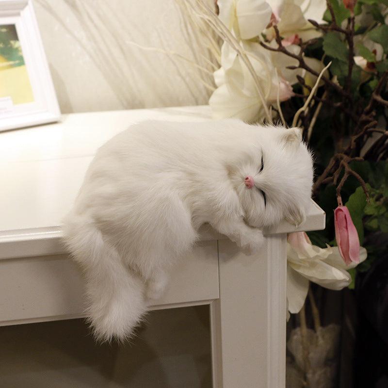 Realistic Cat Plush Toys Simulation Cat Doll Model Kids Gift Birthday Xmas Present Table Home Decor - Dog Hugs Cat