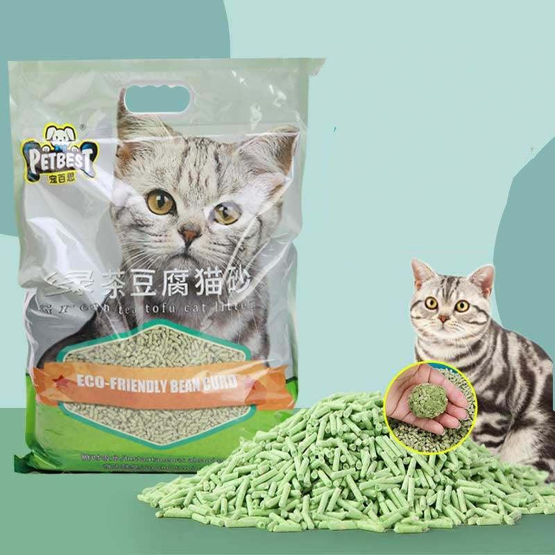 Original Green Tea Tofu Cat Litter Clumps, Deodorant Tofu Sand Dust-Free Big Bag 6 Liters Free Shipping Cat Supplies - Dog Hugs Cat