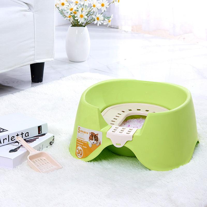 Spillproof Cat Litter Pan Semi-Enclosed Oversize Cat Toilet - Dog Hugs Cat