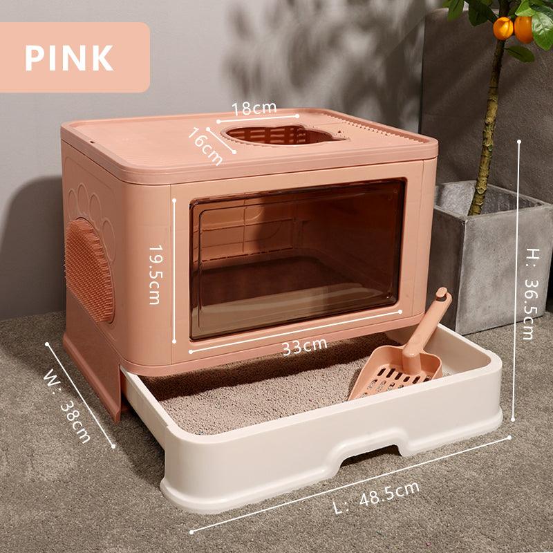 Fully Closed Top Entry Odor Proof Cat Litter Basin - Dog Hugs Cat