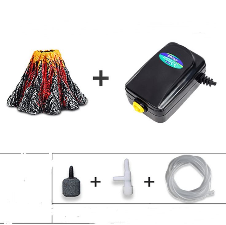 Aquarium Fake Volcano - Dog Hugs Cat