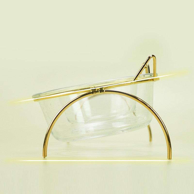 Glass Cat Bowl Drinking Dish Feeder For Pet Food Water Dishes Feeder With Metal Feeding Bowl Rack Cats Puppy Feeding Accessories - Dog Hugs Cat