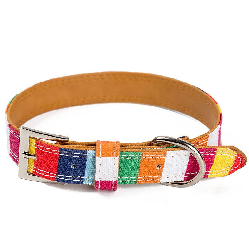 Leather Pet Dog Collar Designer Perro Collar Size S M L Leather Plain Collar For Big Small Dog Colorful Rainbow Pu Dog Collar - Dog Hugs Cat