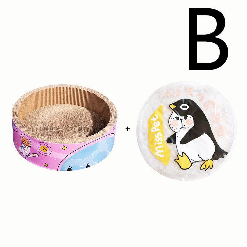 Bowl-Shaped Cat Scratcher Cat Litter Grinding Claws Wear-Resistant Round - Dog Hugs Cat