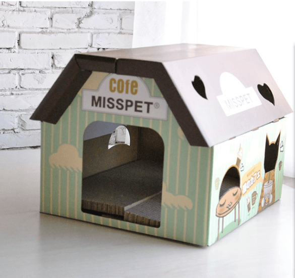 Izakaya Coffee House Cat Scratch Board Cat Litter Cat Toy Corrugated Paper Cat House Sharpener - Dog Hugs Cat