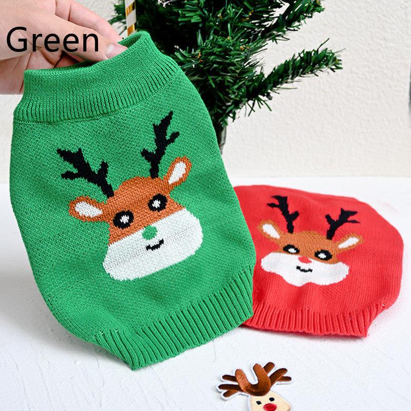 Pet Christmas Sweater Elk Printed Pattern Knitwear For Dogs Cats Winter Warm Xmas New Year Knittwear Knitted Clothing Cute Pet - Dog Hugs Cat