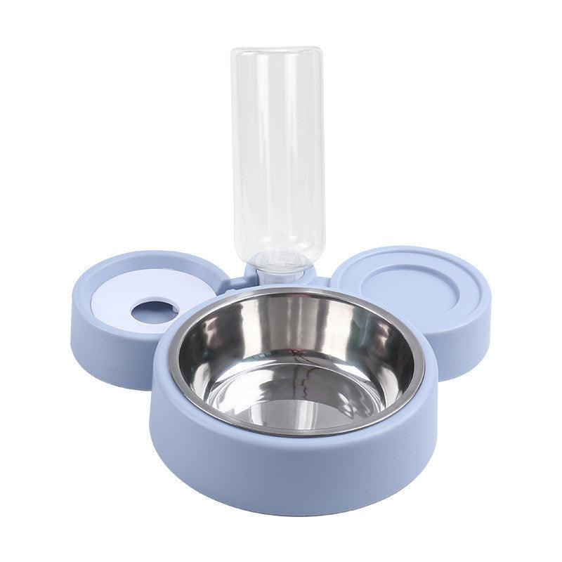 Pet Drinking Water Feeder Stainless Steel Cat Bowl - Dog Hugs Cat