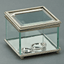 Elegant Glass Square Hinged Box With Mirror And Braided Border