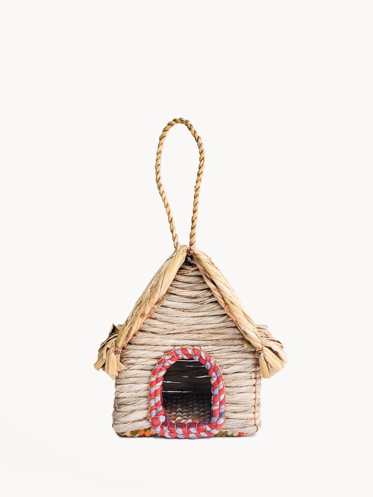 Handcrafted Seagrass Birdhouse with Sari Cuttings - Fair Trade Nest