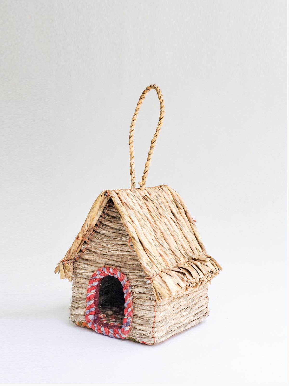 Handcrafted Seagrass Birdhouse with Sari Cuttings - Fair Trade Nest