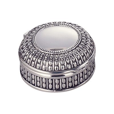 Elegant Silver-Plated Beaded Round Box – 3" Diameter