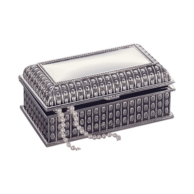 Antique Silver-Plated Beaded Rectangular Box With Personalisation Option