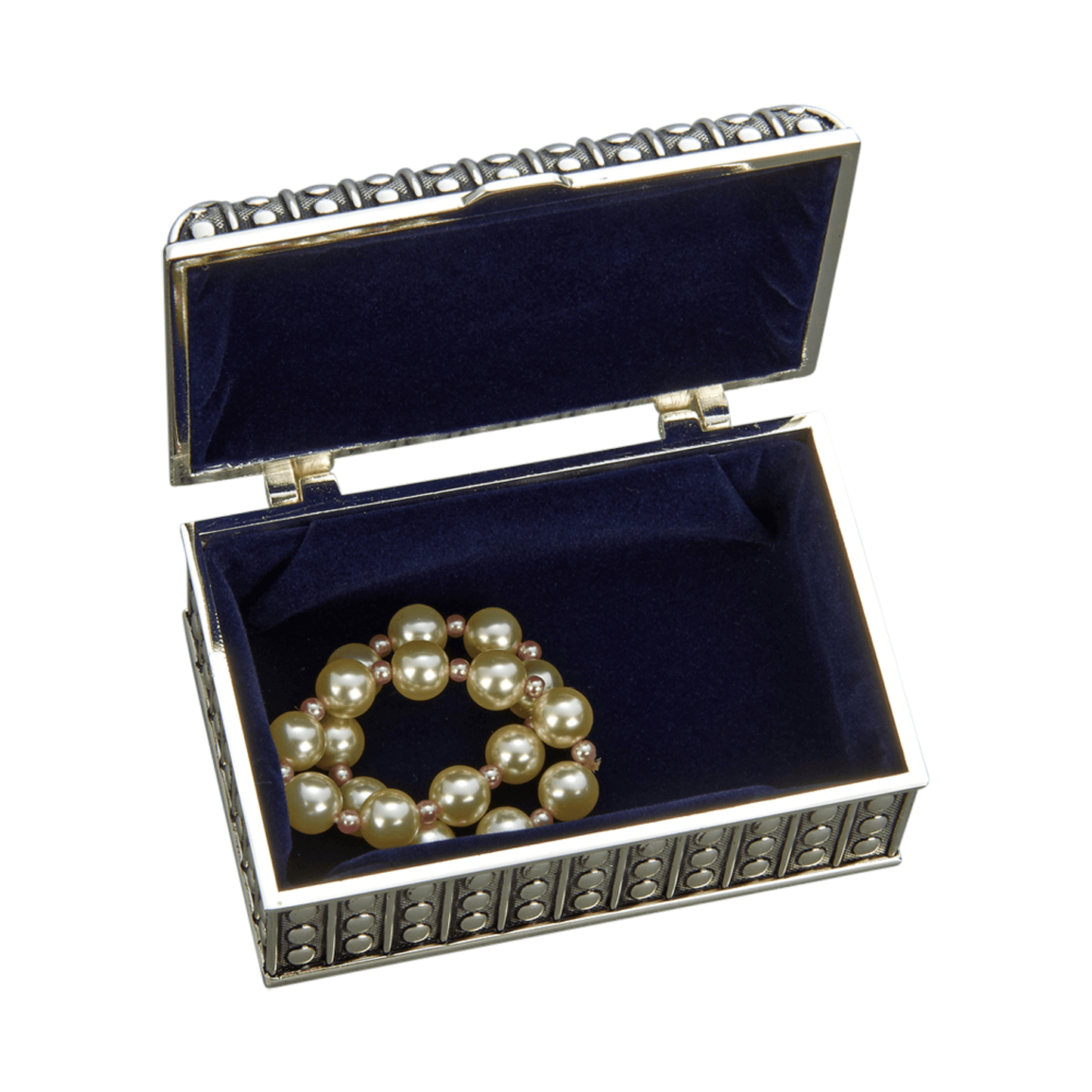 Antique Silver-Plated Beaded Rectangular Box With Personalisation Option