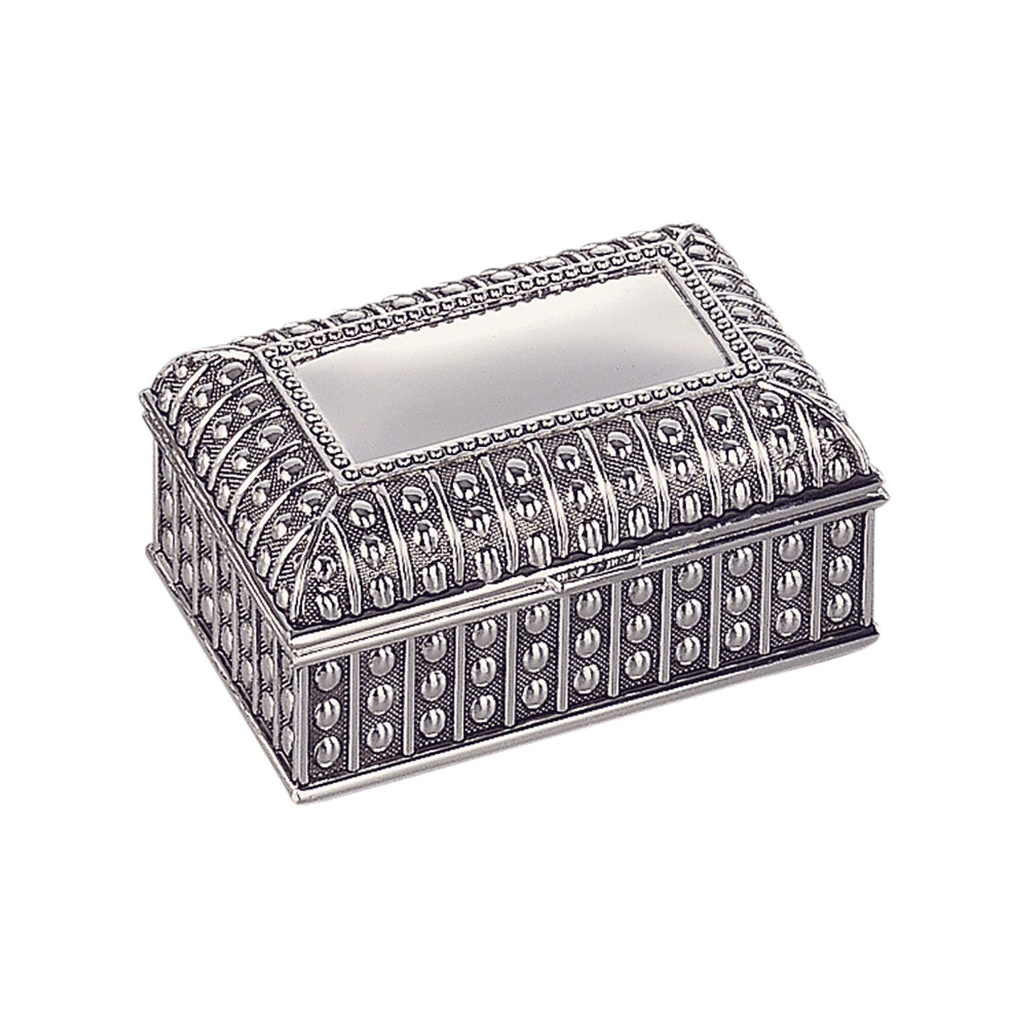 Antique Silver-Plated Beaded Rectangular Box With Personalisation Option