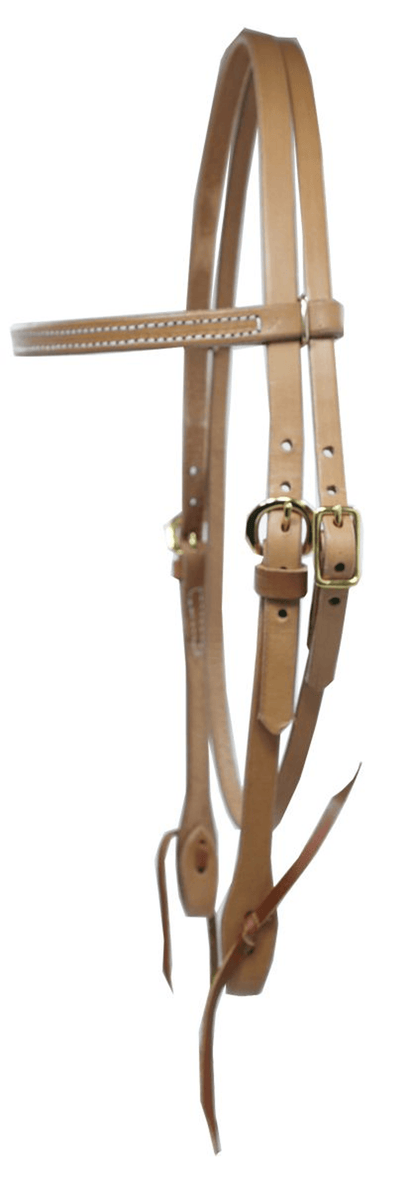 Premium Harness Leather Headstall with Brass Hardware