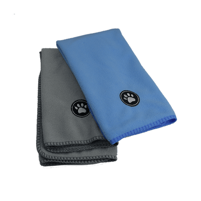 Pet Microfiber Towel Set – 2 Lightweight Towels in Blue and Gray