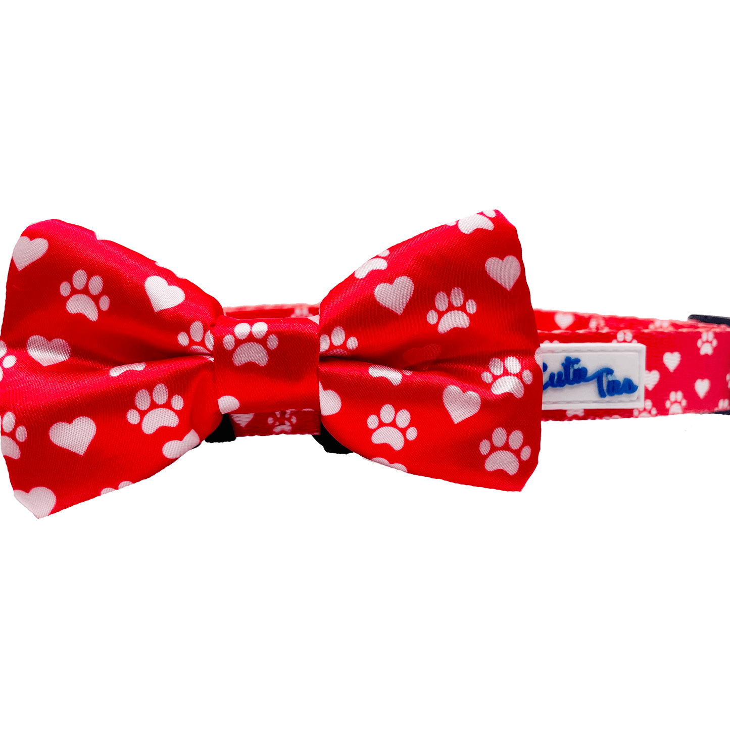 Elegant Wine and Cheese Pattern Dog Bow Tie on Pink Background